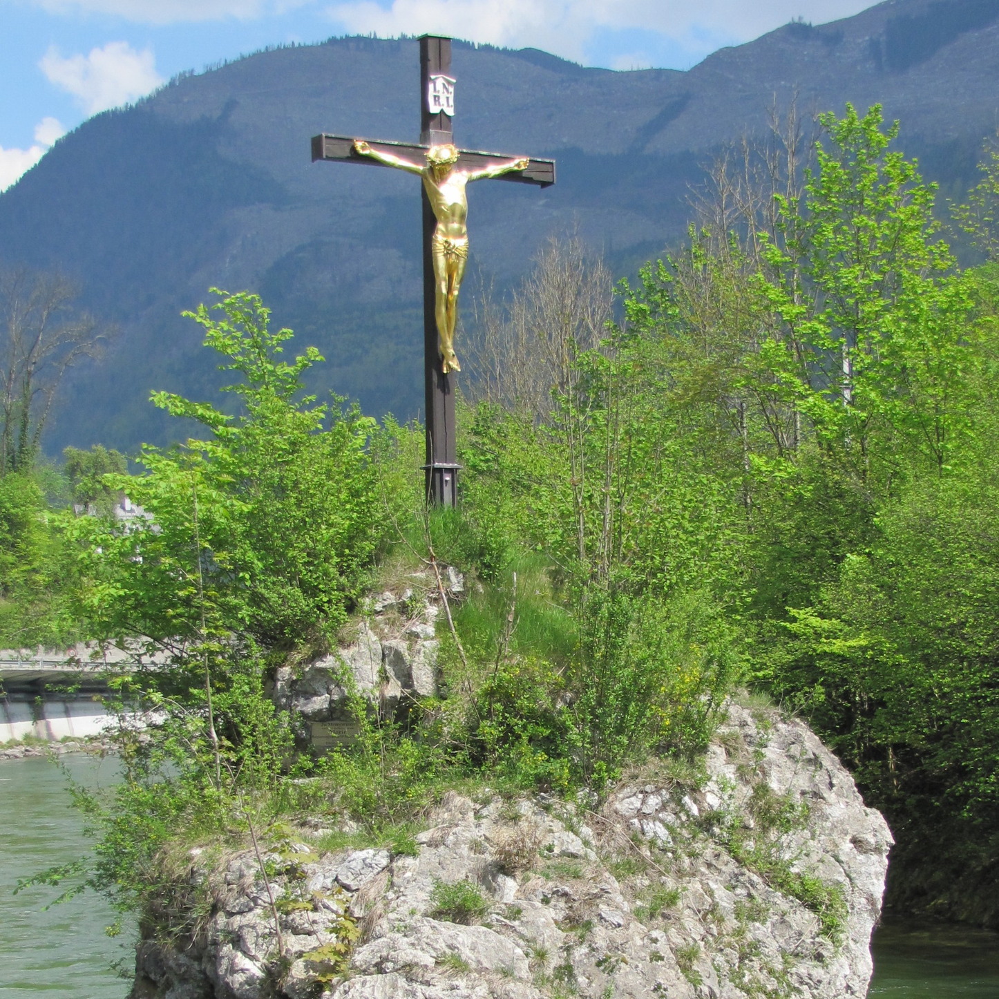 Kreuzstein Rock in the Traun River